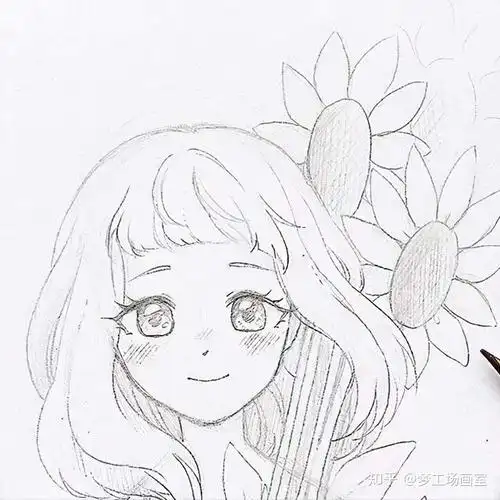 动漫女生手绘线稿