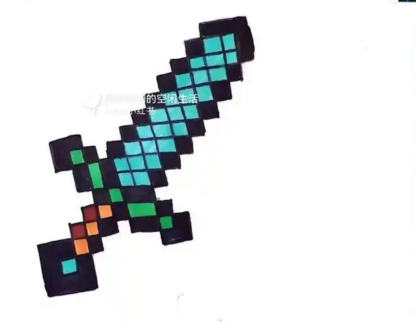 我的世界钻石剑简笔画