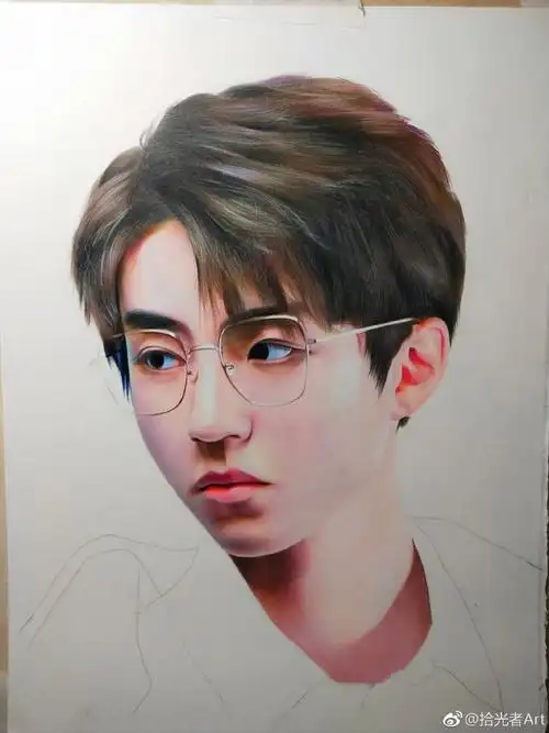 彩铅画明星王俊凯