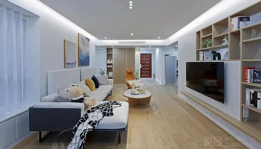 98平米三室户现代简约风格装修效果图-广州美团网