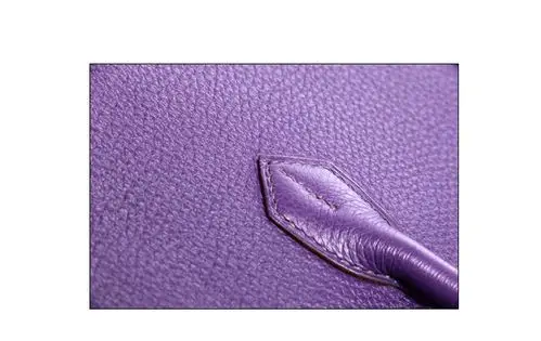 hermes(爱马仕)女士紫色togo皮银扣手提包