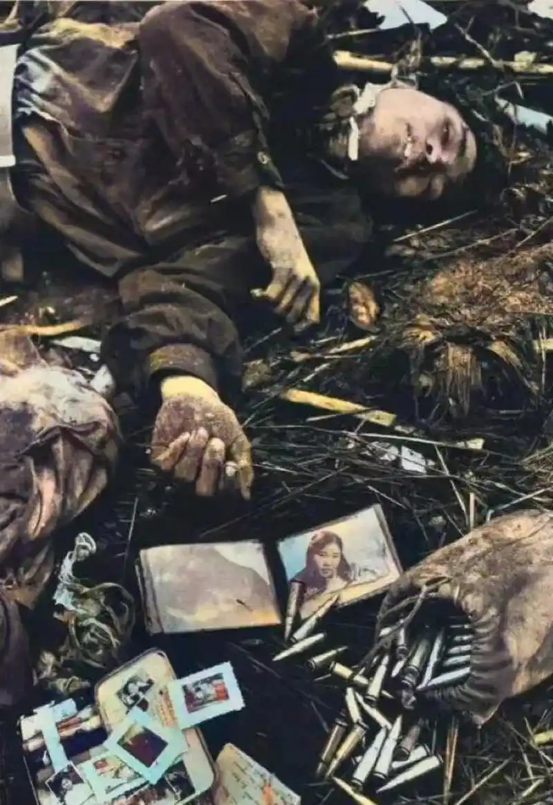 1967年,美越战争期间,一名越南士兵被美军击毙,倒在草丛中!
