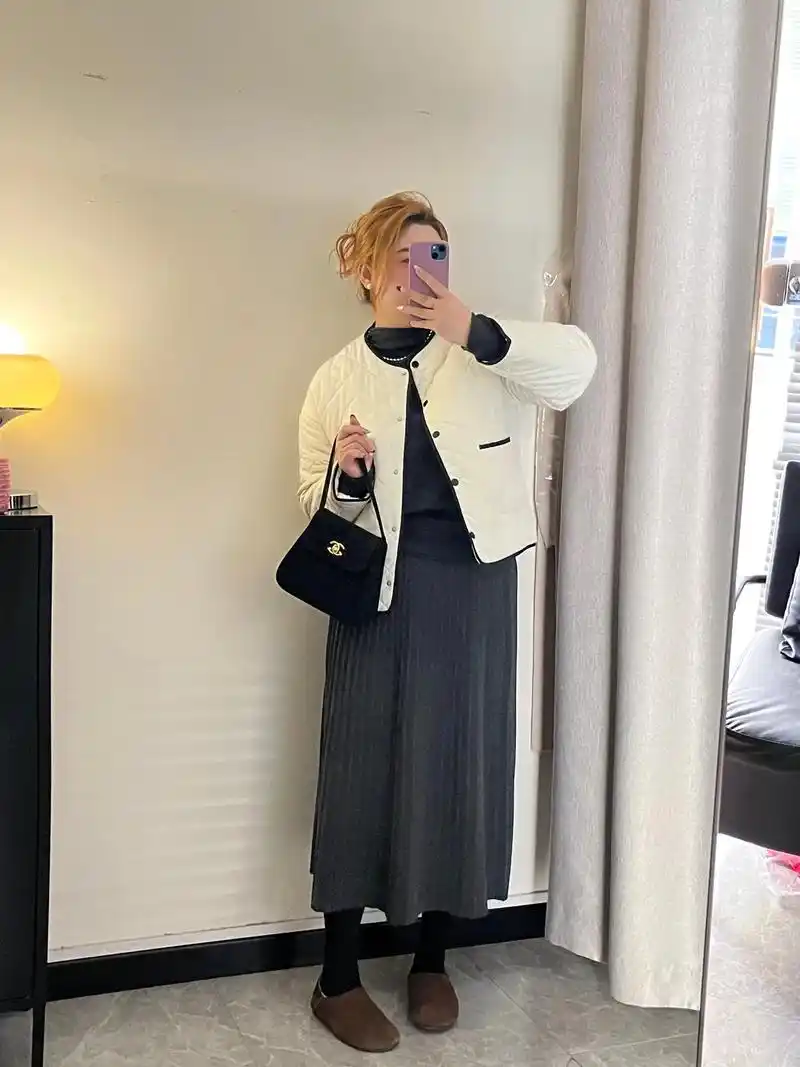 165cm 160斤 | 大码显瘦穿搭.大码白色小香棉服,简 - 抖音