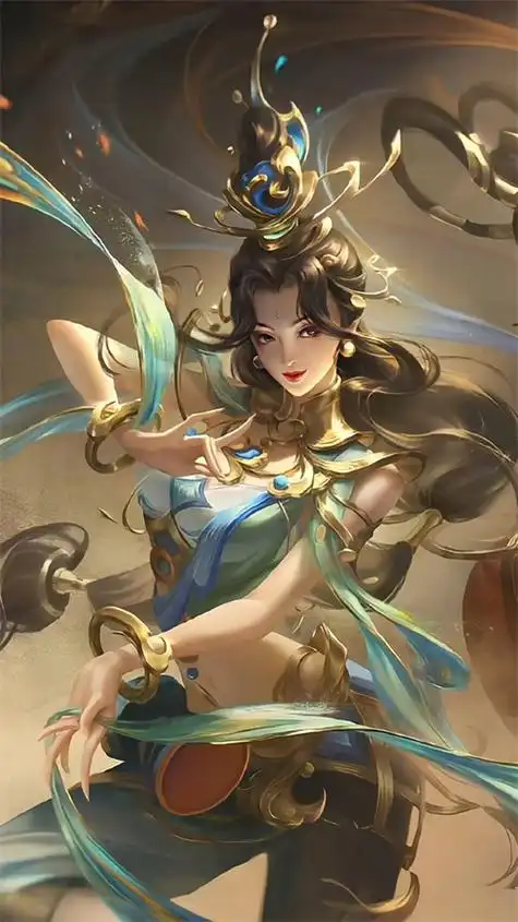 手绘古装美女手机壁纸卡通仙气十足古风唯美壁纸图片