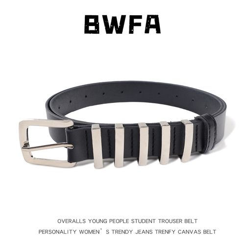 bwfa王一博同款腰带五条杠实心银扣皮带高级感适配牛仔裤裙子男女