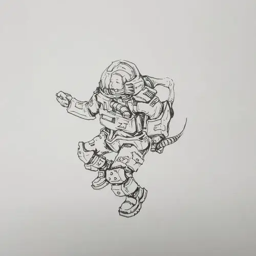 练练手.哈哈哈哈哈 一直想画一件太空服. 大概想升天了,哈哈哈.