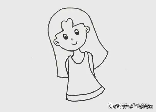 怎么画人物简单又漂亮女孩,少女简笔画的画法步骤