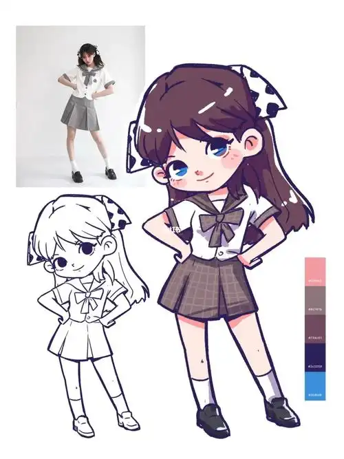 手绘q版人物造型21min