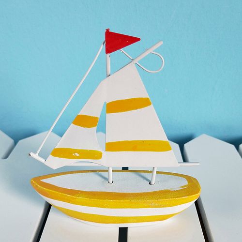 地中海帆船模型一帆风顺桌面摆件摆设创意木质小木船工艺船