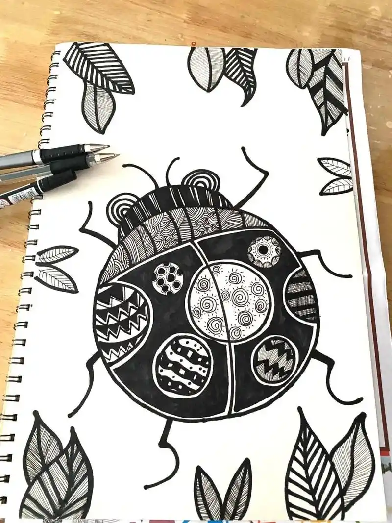 内附完整过程图12345 简单又不失精致的黑白装饰画 绘画真的有考验一