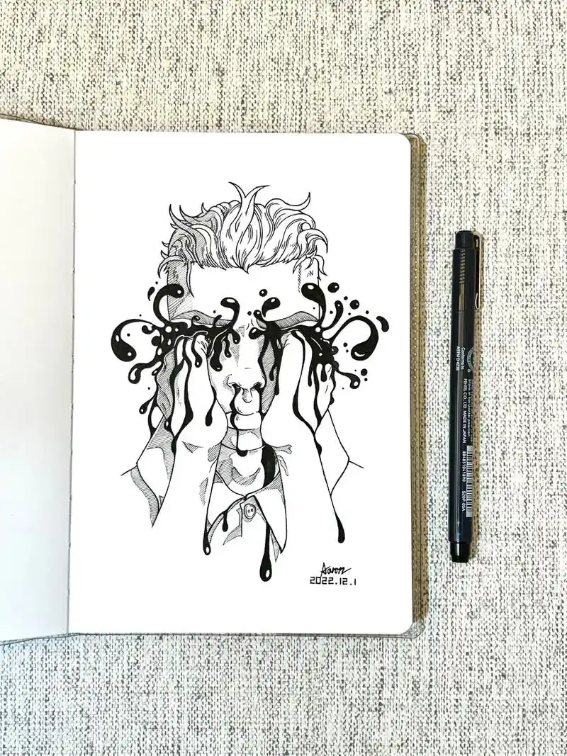 悲泣.#画画#针管笔手绘 #画渣日常 #日常瞎画 #临摹 - 抖音