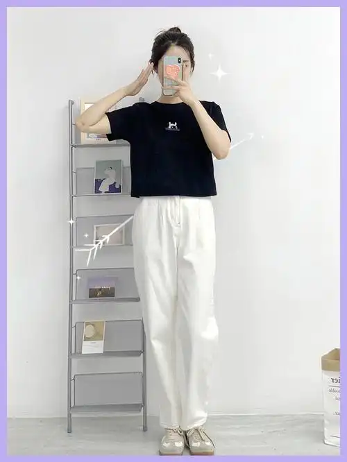 高腰设计更显腿长宽松版型 对各种腿型的mm都很友好~缺白色裤子姐妹看