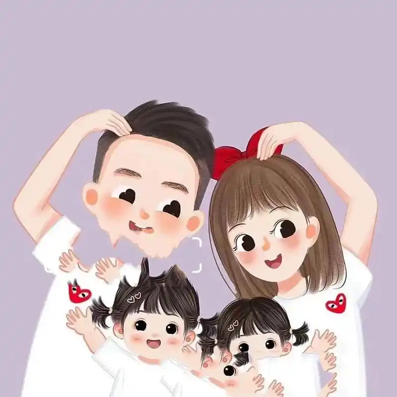 一家四口全家福头像/背景图 今天带娃 明天带娃 天天带娃 因为带娃使