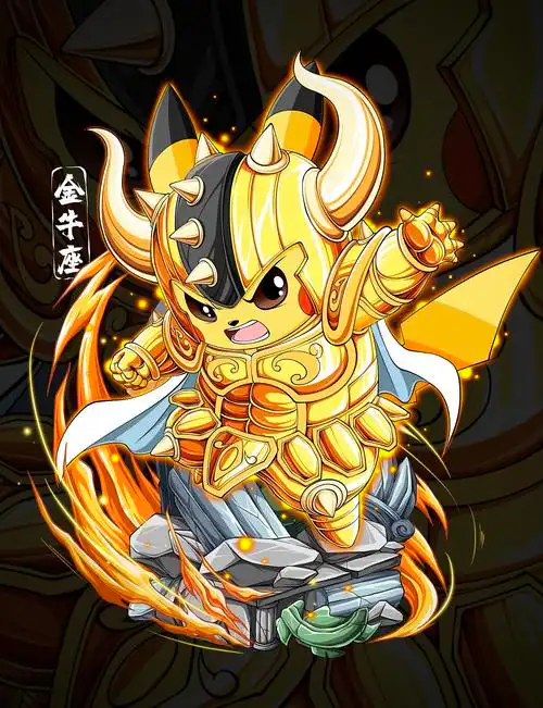之前画的一套黄金圣斗士皮卡丘|插画|商业插画|花二轮同学 - 原创作品