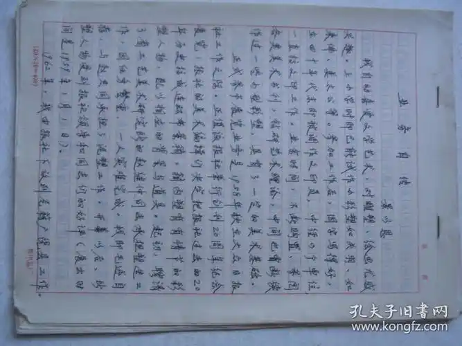 业务自传 手写 fg0007