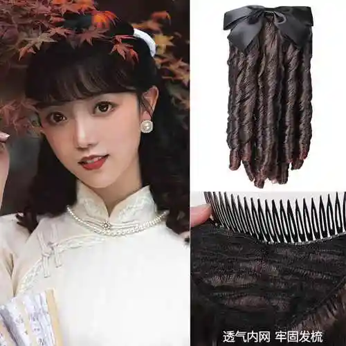公主马尾宫廷蝴蝶结假发油条影视旗袍民国卷发马尾