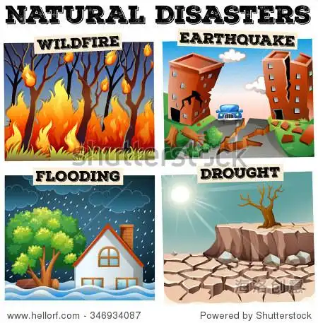 different type of natural disasters illustration