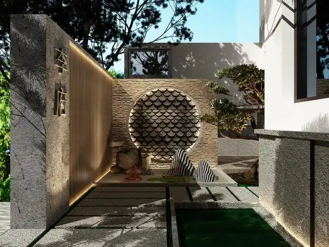 新中式庭院景观 - 效果图交流区-建e室内设计网