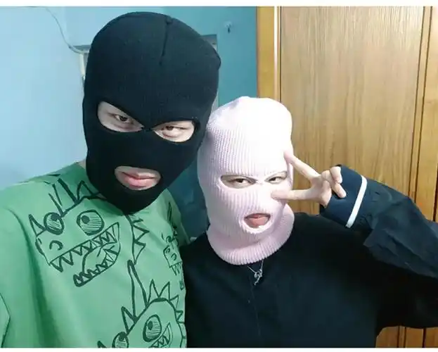 悍匪头套粉色防寒土匪帽男女秋冬保暖户外骑车包头针织帽三孔蒙面帽