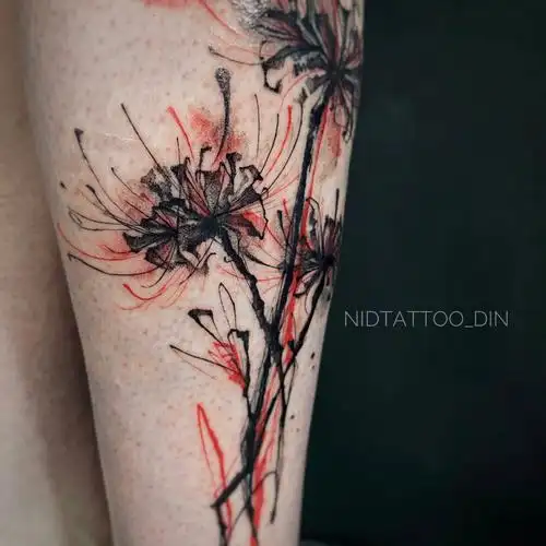 速写风格tattoo彼岸花纹身