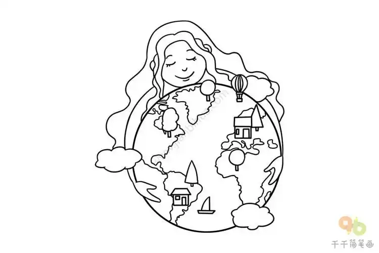 爱护地球妈妈简笔画喜欢的快来试试吧