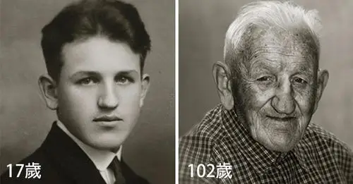 13位「年纪过百」的老人跟年轻的自己比对照!