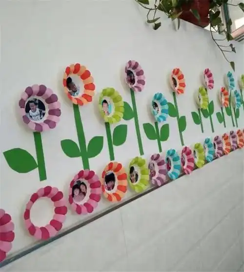 幼儿园墙面装饰彩色纸盘花朵教室布置装饰创意美劳diy手工材料包