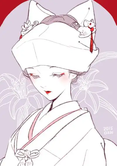 二次元 pixiv 插画 p站 美少女 少女 白无垢 手绘 绘画 插图 人物