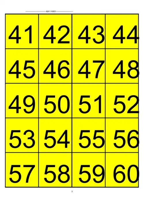 儿童识数字1-100彩色识字卡打印排版.docx 6页