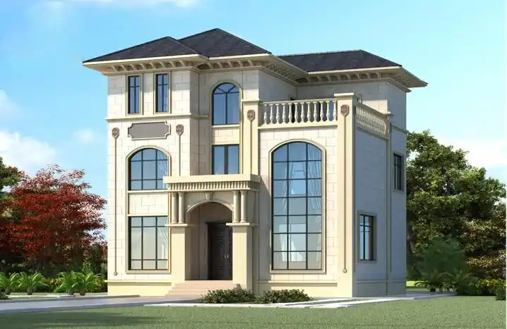 11x10米农村三层简欧小别墅设计图,简单大气,施工不复杂