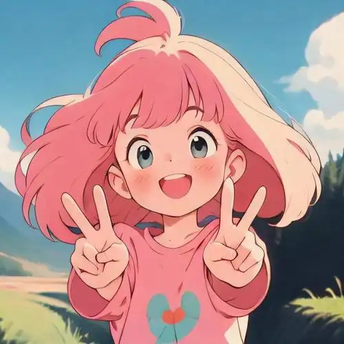 比耶的小女孩头像图片 ai绘画动漫女孩开心的笑比耶女生头像