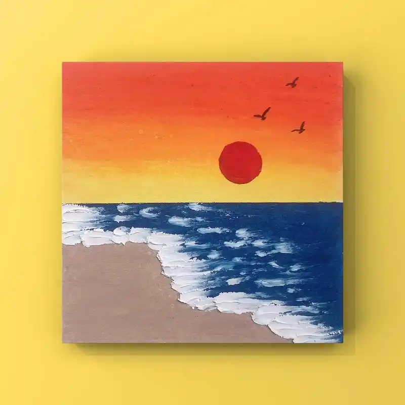 #油画棒 #油画入门教程 "日落海边,浪漫出逃" - 抖音