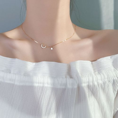 星星月亮项链女锁骨链学生韩版简约网红潮人ins个性气质短款挂坠