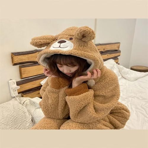 逋曼冬天睡衣女加绒加厚女生毛毛居家服大码秋冬季2021秋冬新款可爱小