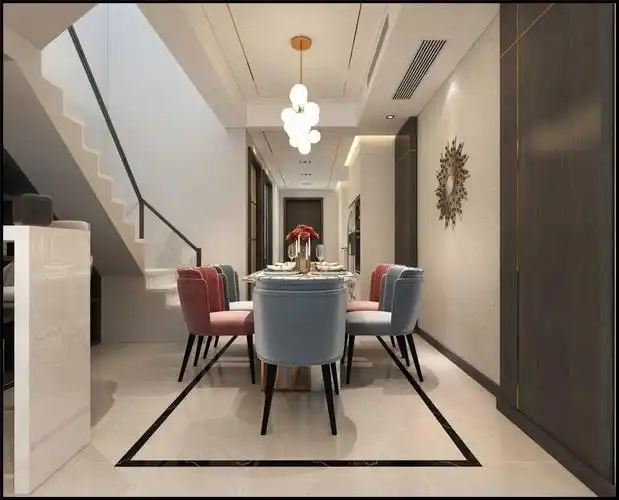 滨江雅苑347平港式轻奢风格联排别墅装修效果图