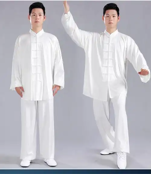 牛奶丝太极服男太极拳练功服男装2022新款夏季套装服装春秋 浅蓝色