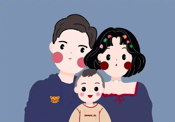 原创插画头像|幸福的一家三口头像