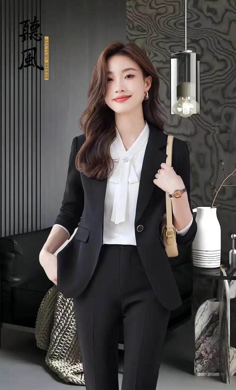 粉色高级感西装外套女春秋播音艺考主持人礼服正装小个子职业气质