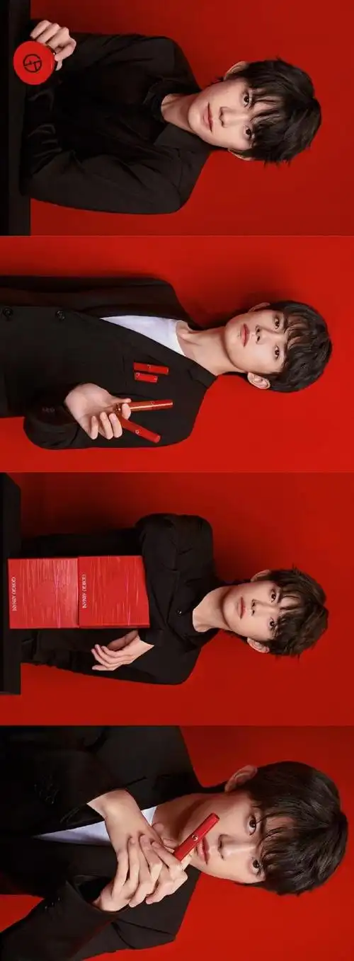 作为阿玛尼彩妆代言人的千玺,每一张广告都是大片,都是经得起无限放大