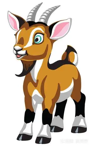 卡通小山羊孤立在白色上.婴儿和小孩的矢量插图