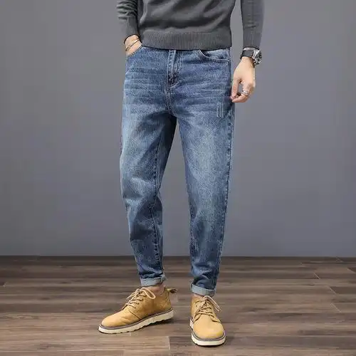 newlake秋季牛仔裤男潮牌宽松直筒浅色长裤水洗潮流百搭小脚休闲哈伦