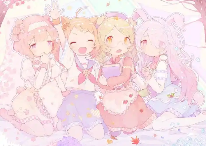 可爱女孩兽耳小花枫叶萌萌哒4k高清动漫壁纸