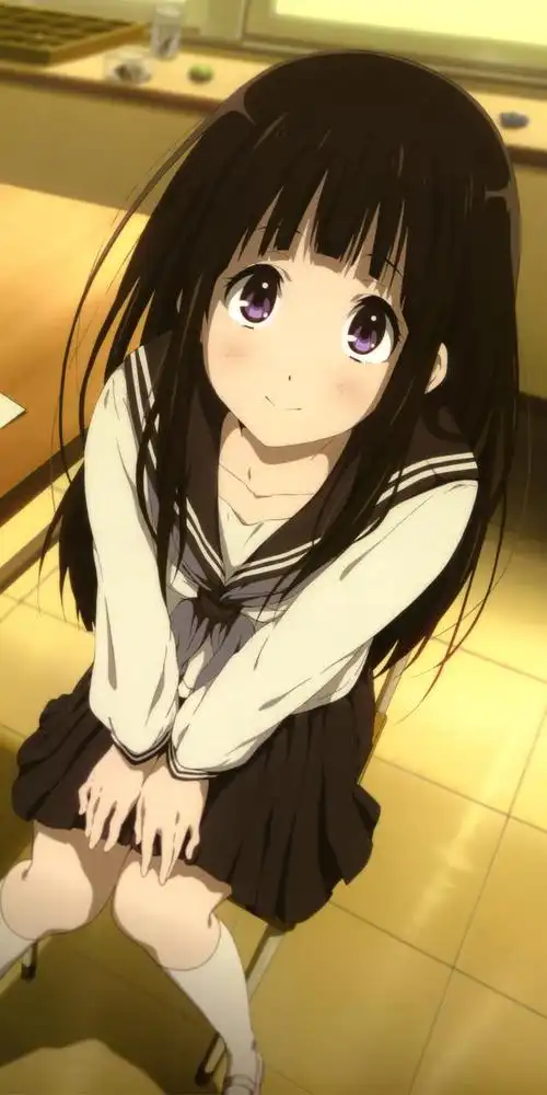 《冰菓》千反田爱瑠,外表清纯,可爱过头的好奇宝宝,全面屏壁纸