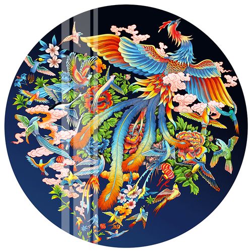 百鸟朝凤十字绣2022新款线绣客厅玄关现代小件手工十字绣套件