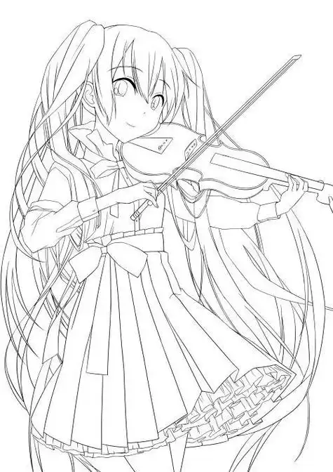 治愈动漫 美少女 冷色系萌萌美少女简笔画素描二次元少女铅笔画可爱二