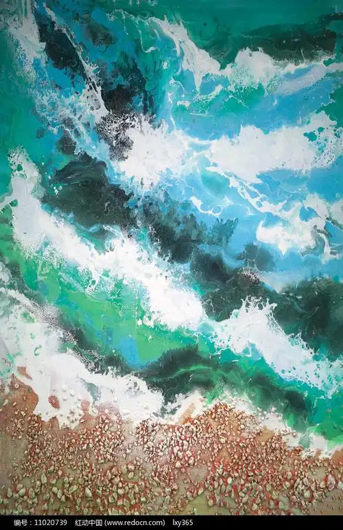 水彩海边浪花玄关装饰画