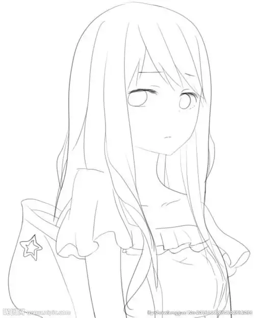 端庄的漫画女孩线稿设计图__动漫人物_动漫动画_设计图库_昵图网nipic