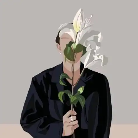 手绘简约头像丨抱花情头