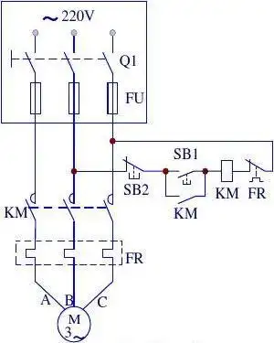 三相鼠笼式异步电动机 点动和自锁控制电路图