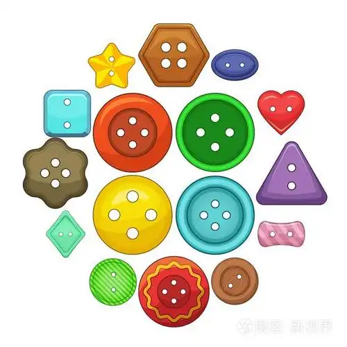 服装钮扣图标套装, 卡通风格插画-正版商用图片0oun0i-摄图新视界